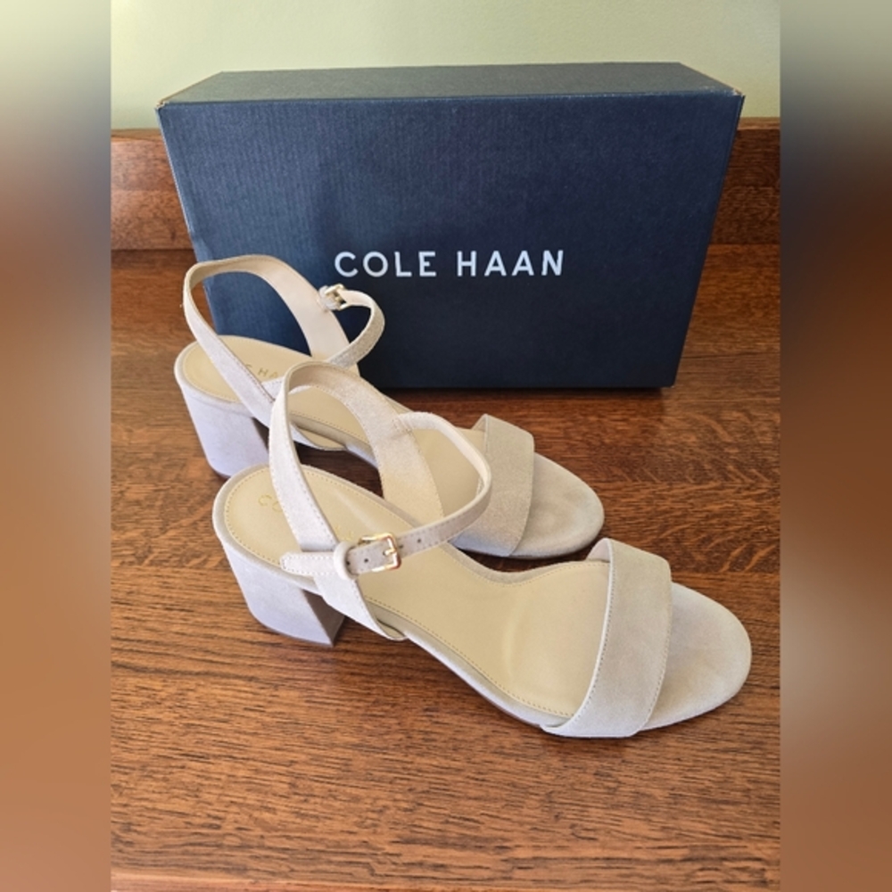 BNIB ~ Cole Haan Women's Mortar (Tan) Block Heel Sandals